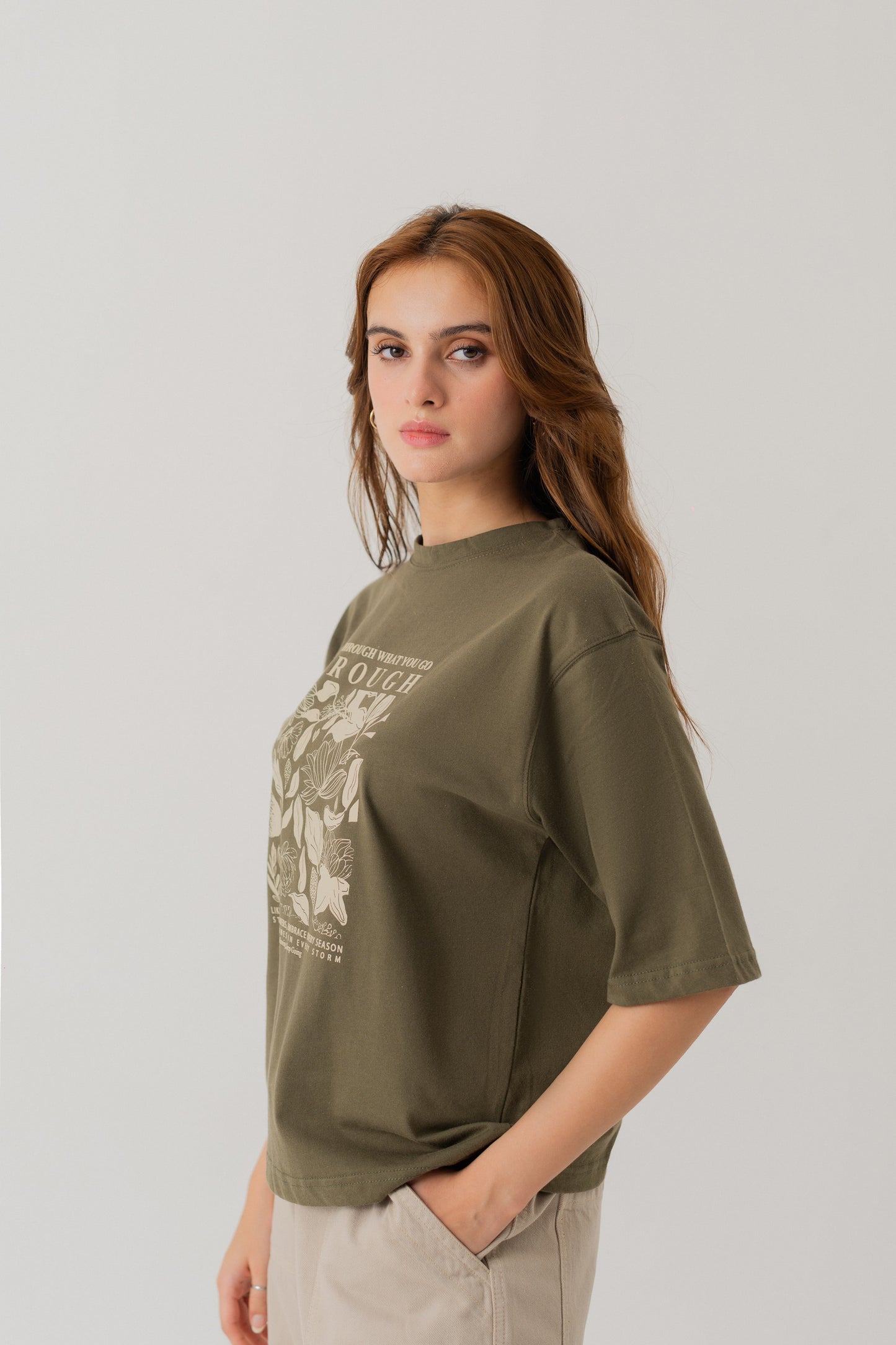 Olive Green Relaxed fit Graphic T-shirt - Hustle N Holla