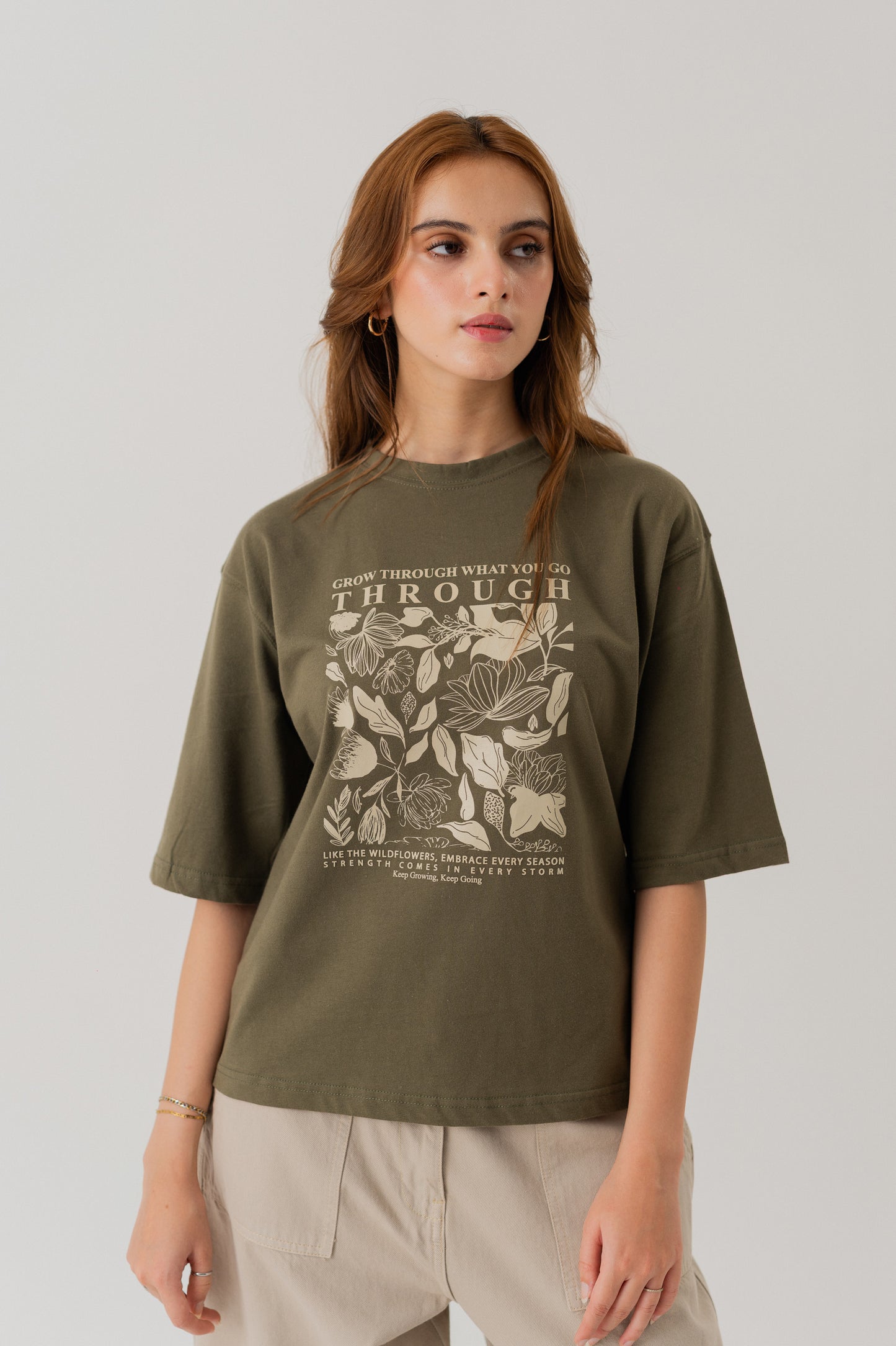 Olive Green Relaxed fit Graphic T-shirt - Hustle N Holla