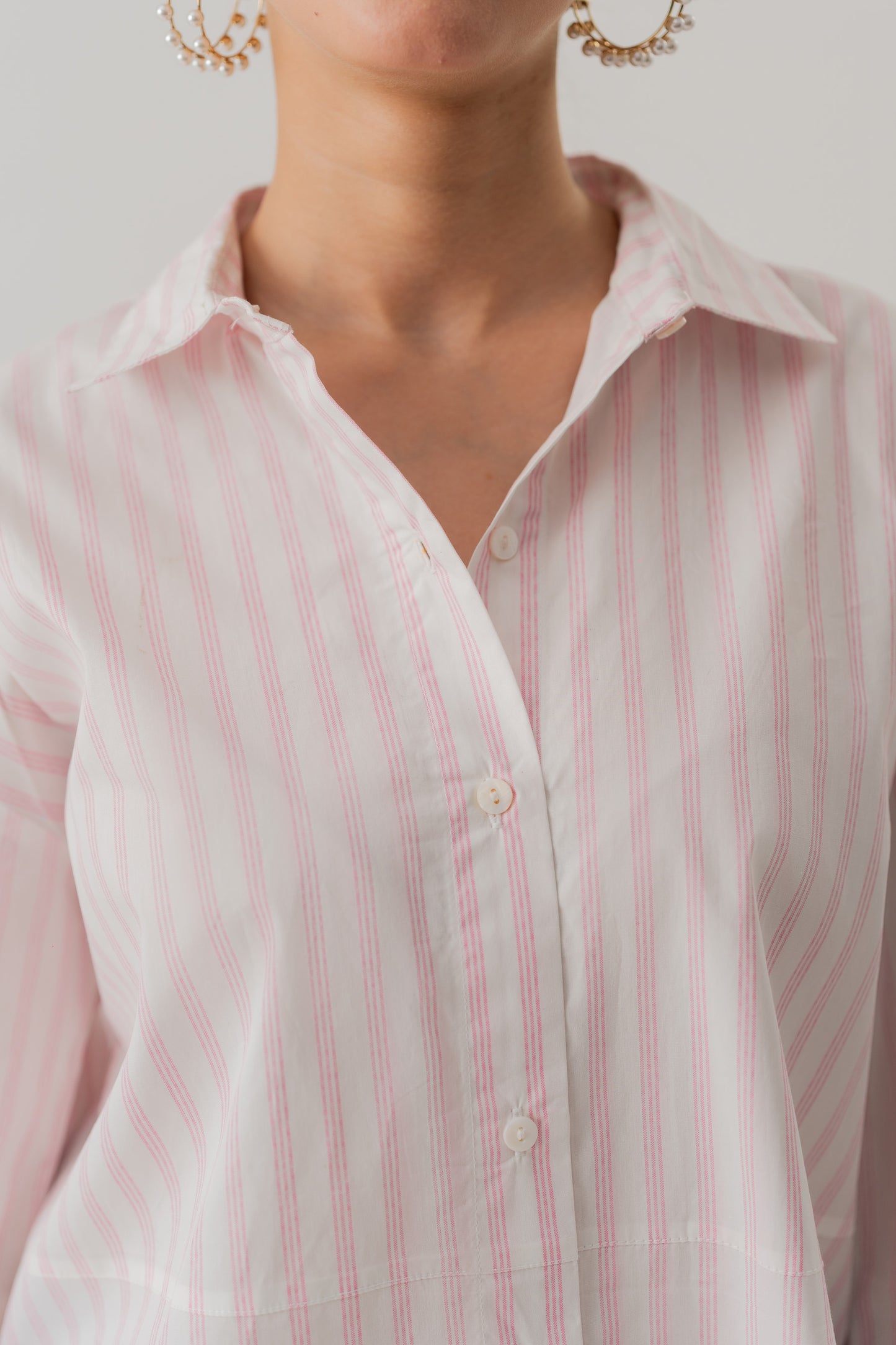 Striped Poplin Loose Fit Button Down Shirt - Hustle N Holla