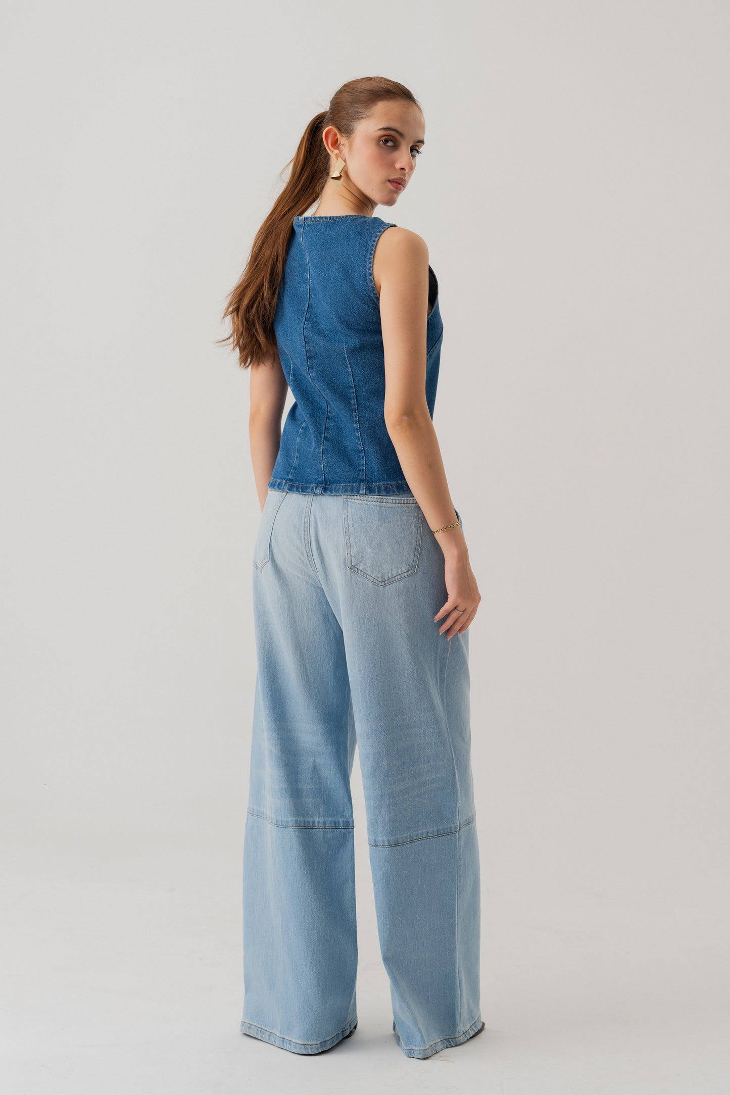 Mid Wash Slim Fit Crop Denim Vest - Hustle N Holla