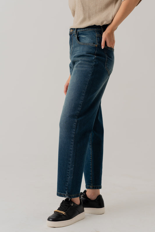 Mid Blue Wash Mom fit Denim Jeans - Hustle N Holla