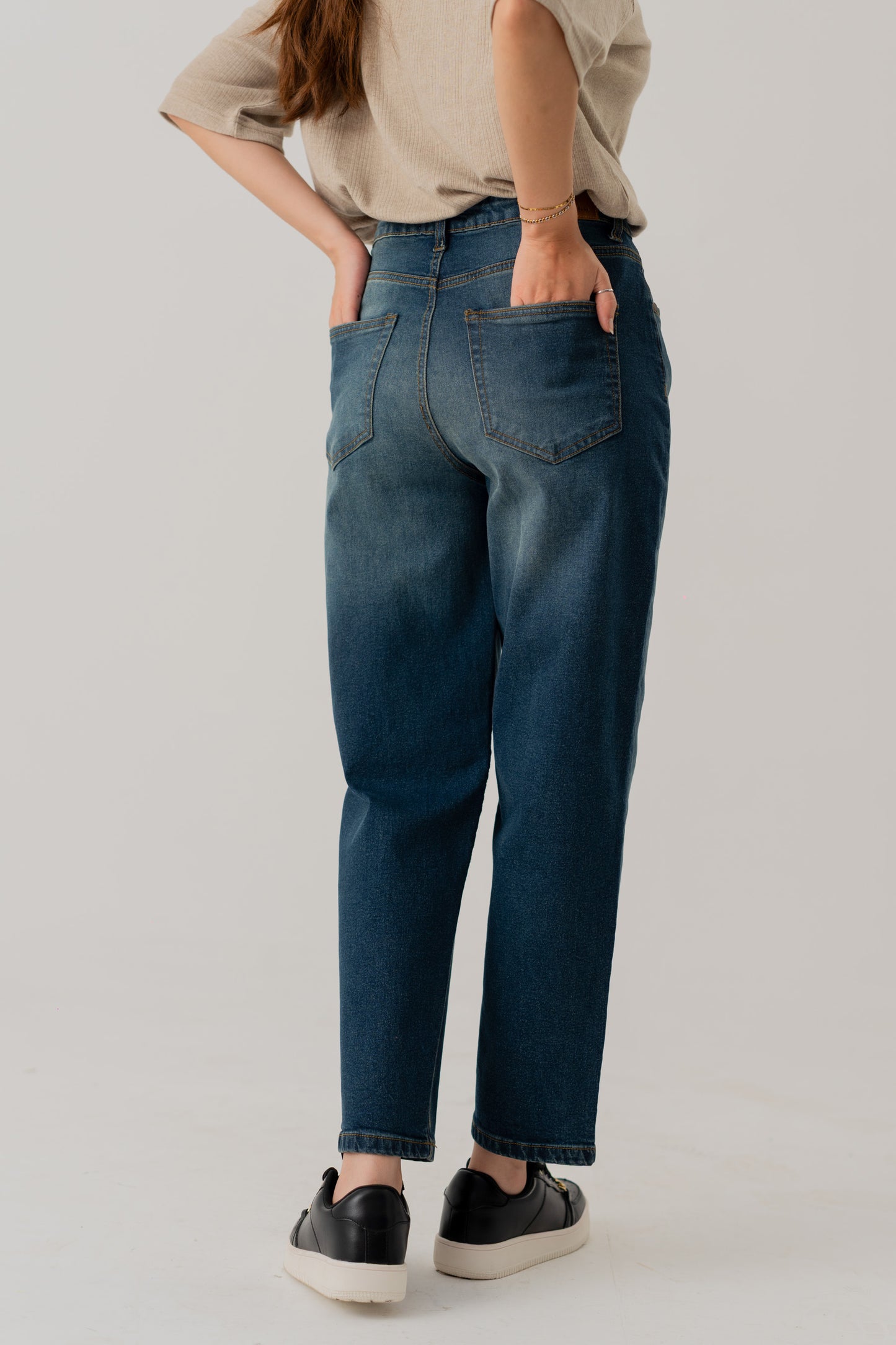 Mid Blue Wash Mom fit Denim Jeans - Hustle N Holla