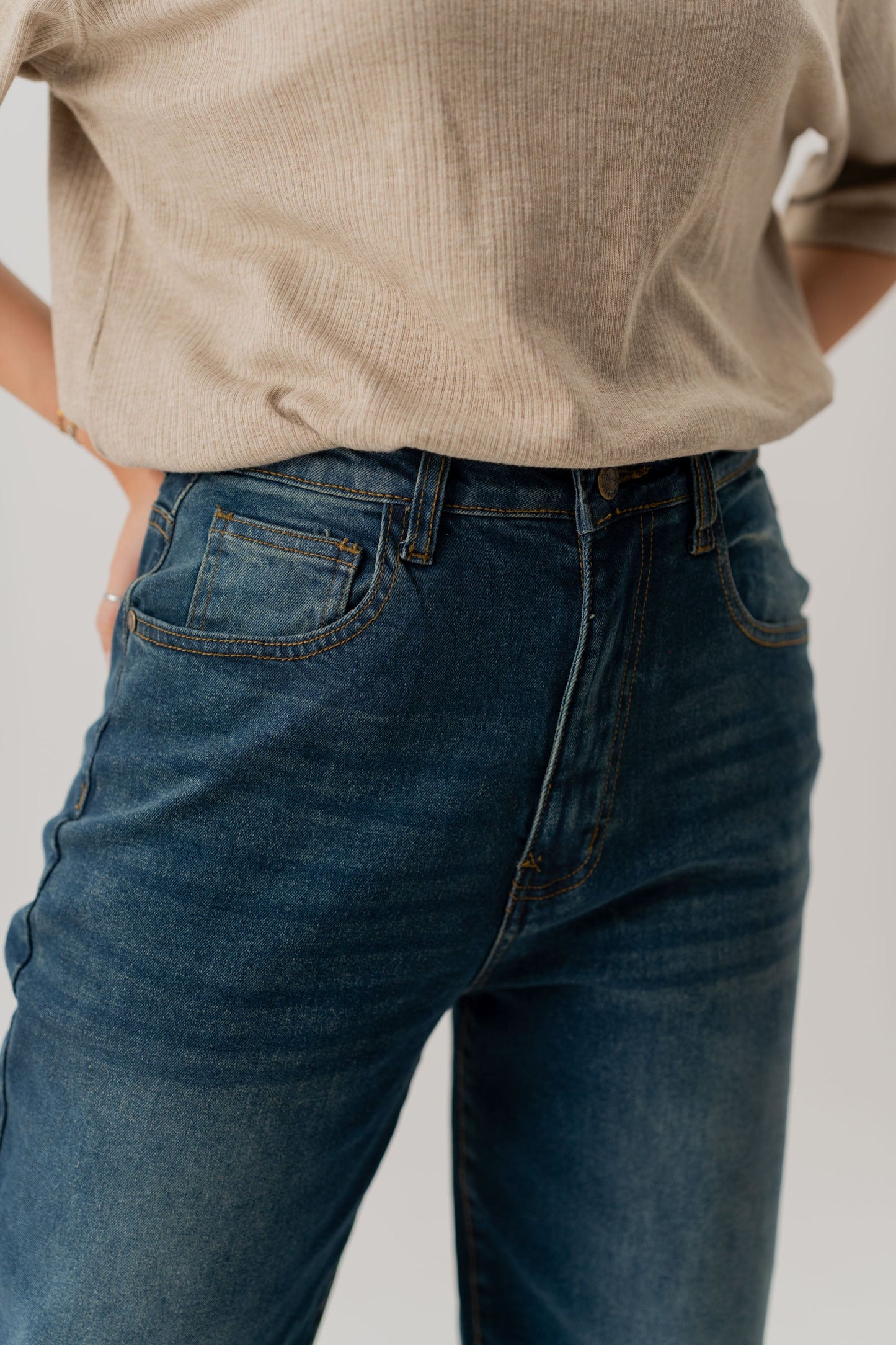 Mid Blue Wash Mom fit Denim Jeans - Hustle N Holla