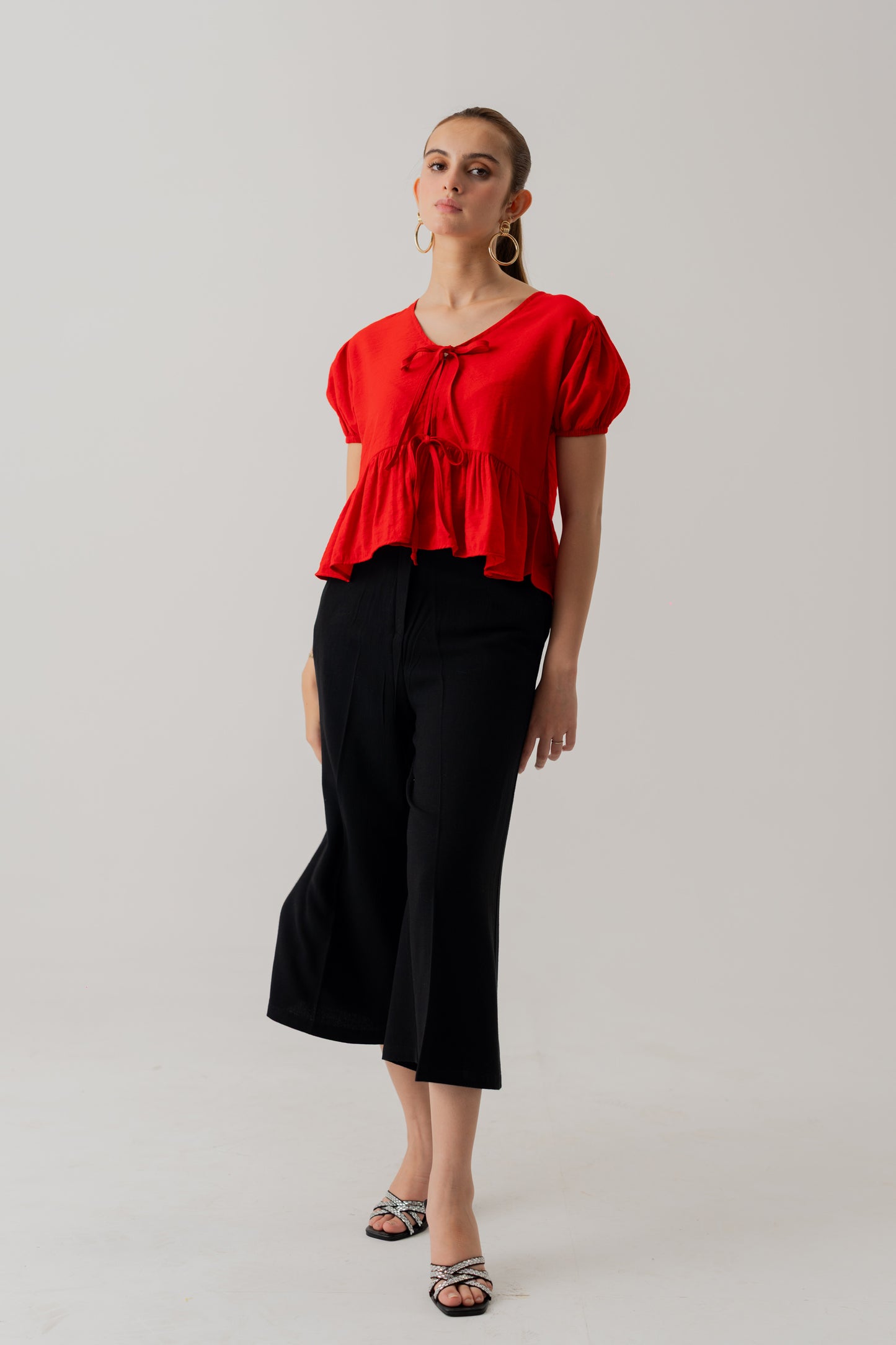 Red Crop top with Bow Tie Detail - Hustle N Holla