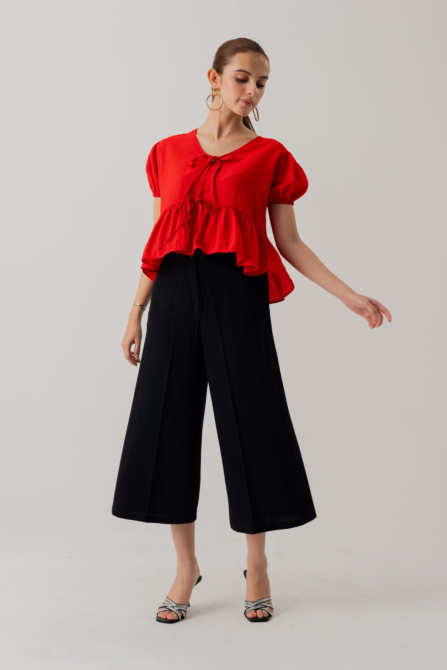 Red Crop Top With Bow Tie Detail - Hustle N Holla