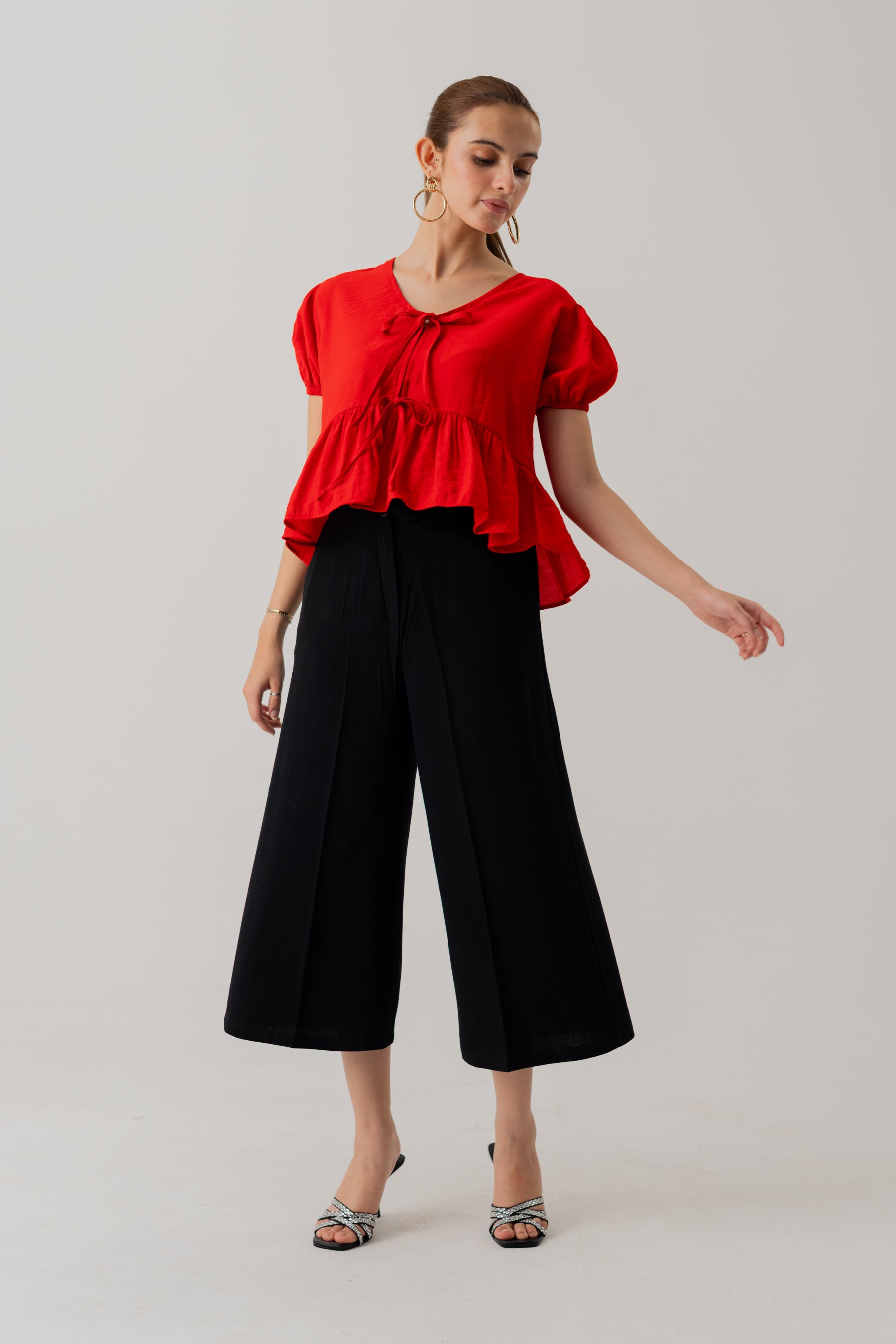Red Crop Top With Bow Tie Detail - Hustle N Holla