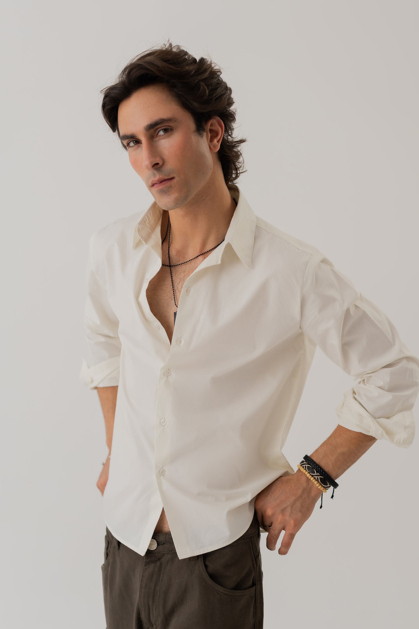White Cotton Relaxed Fit Shirt - Hustle N Holla