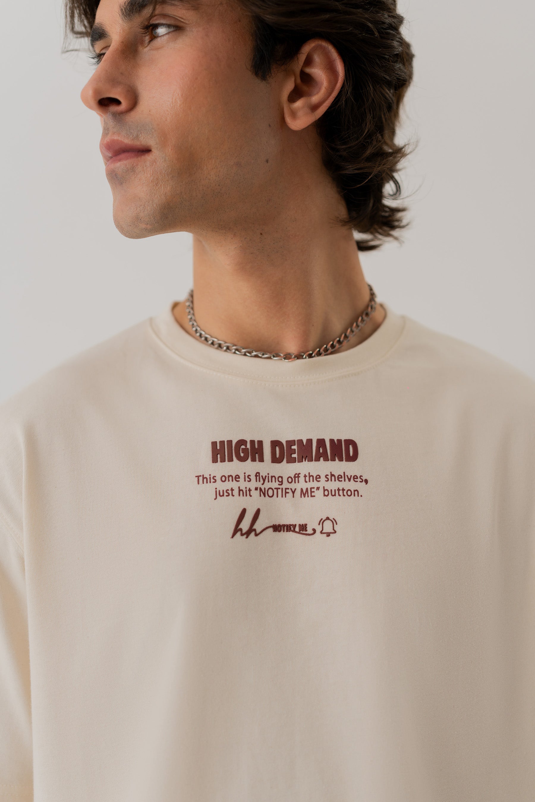 Beige Regular Fit Statement T-Shirt - Hustle N Holla