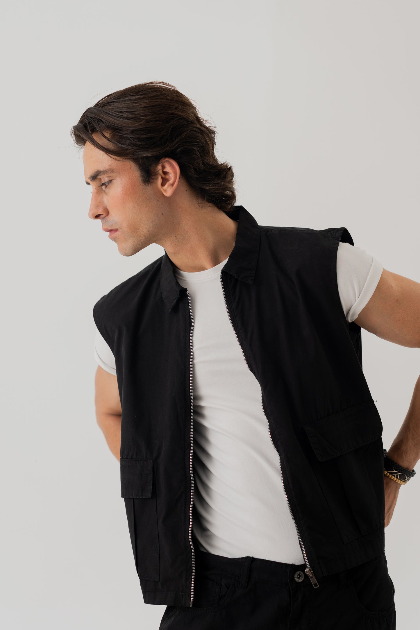 Jet Black Sleeveless Canvas Jacket - Hustle N Holla