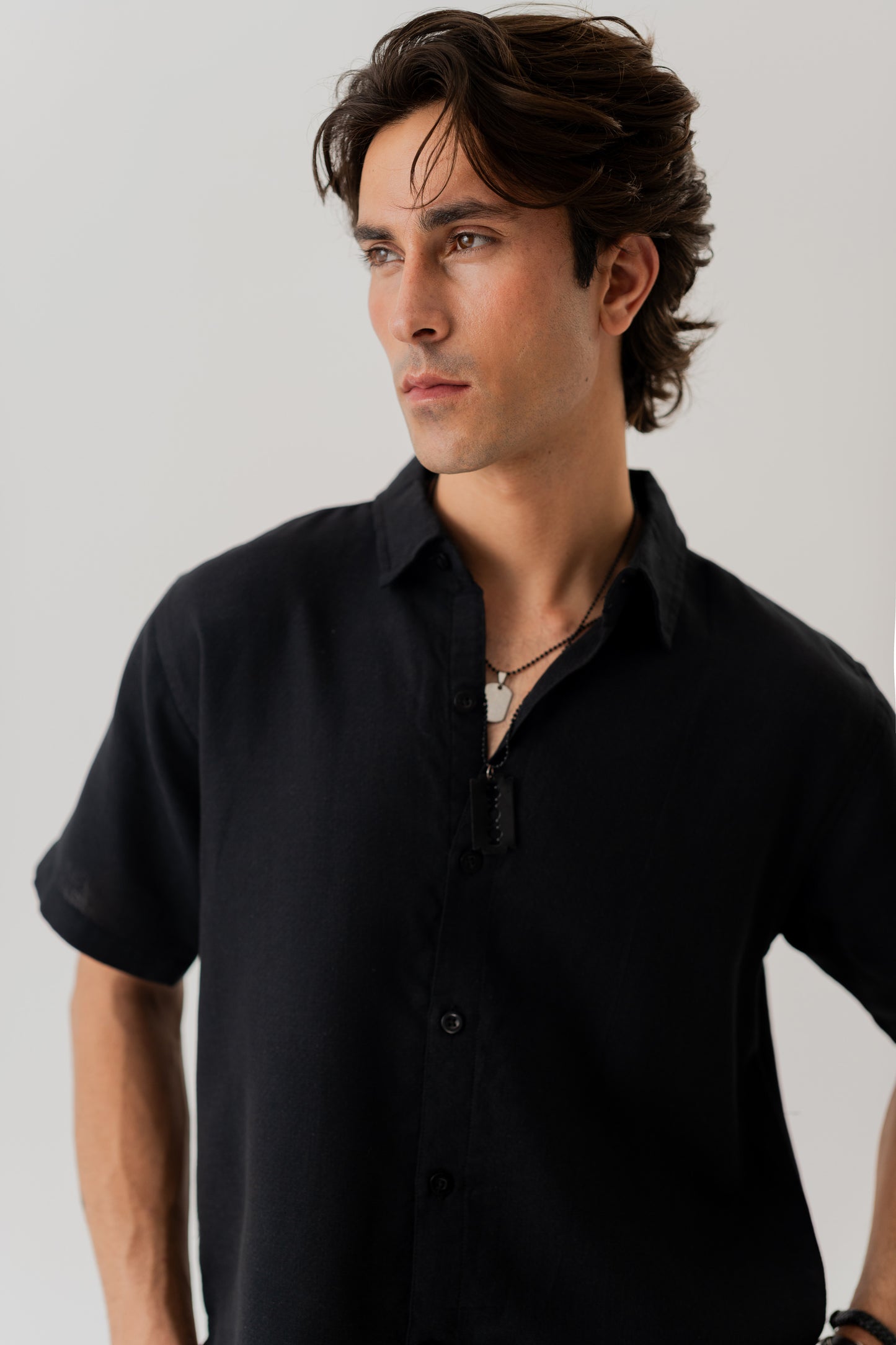 Black Cotton Linen Relaxed Fit Shirt - Hustle N Holla