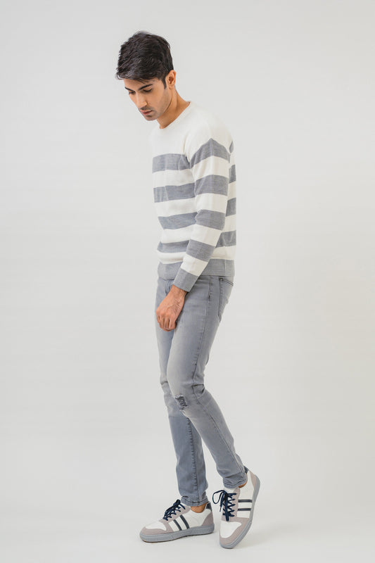 Grey Stripe Sweater