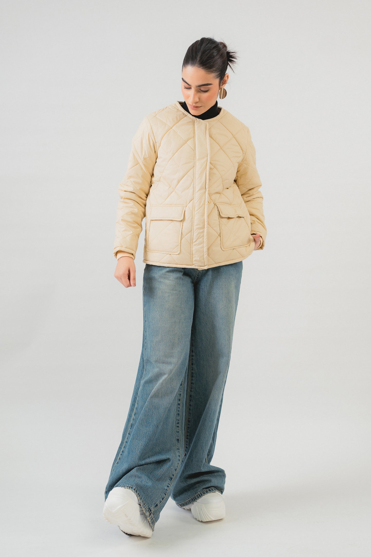 Oversized Beige Puffer Jacket