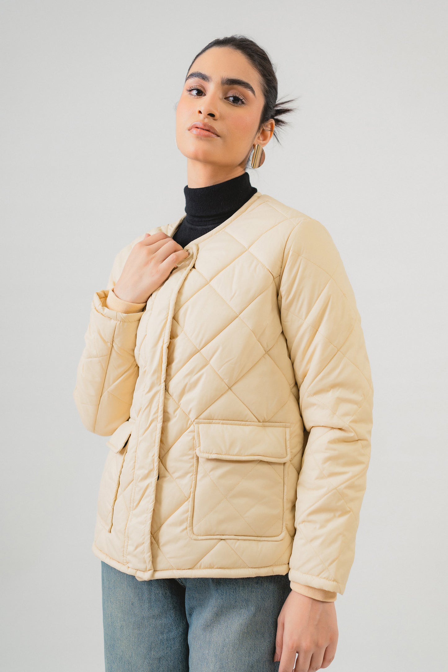 Oversized Beige Puffer Jacket