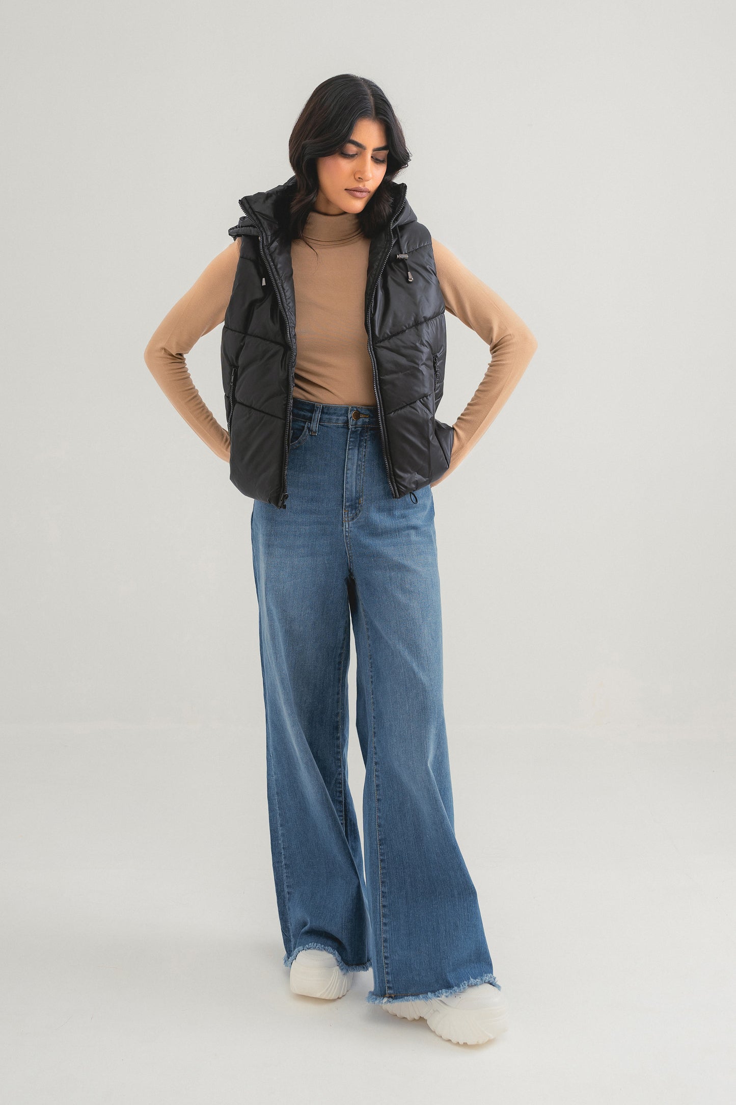 Black Sleeveless Puffer Jacket