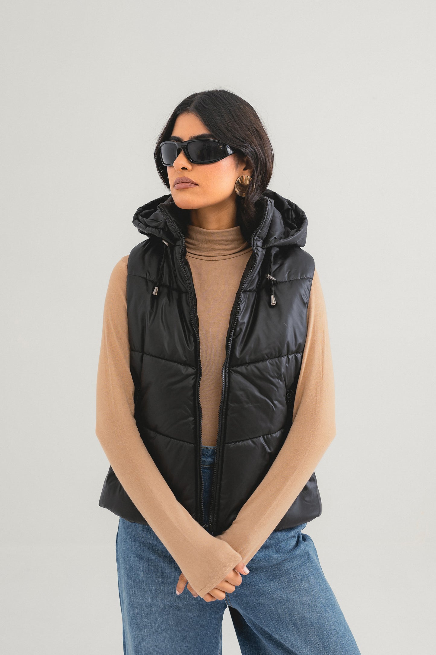Black Sleeveless Puffer Jacket