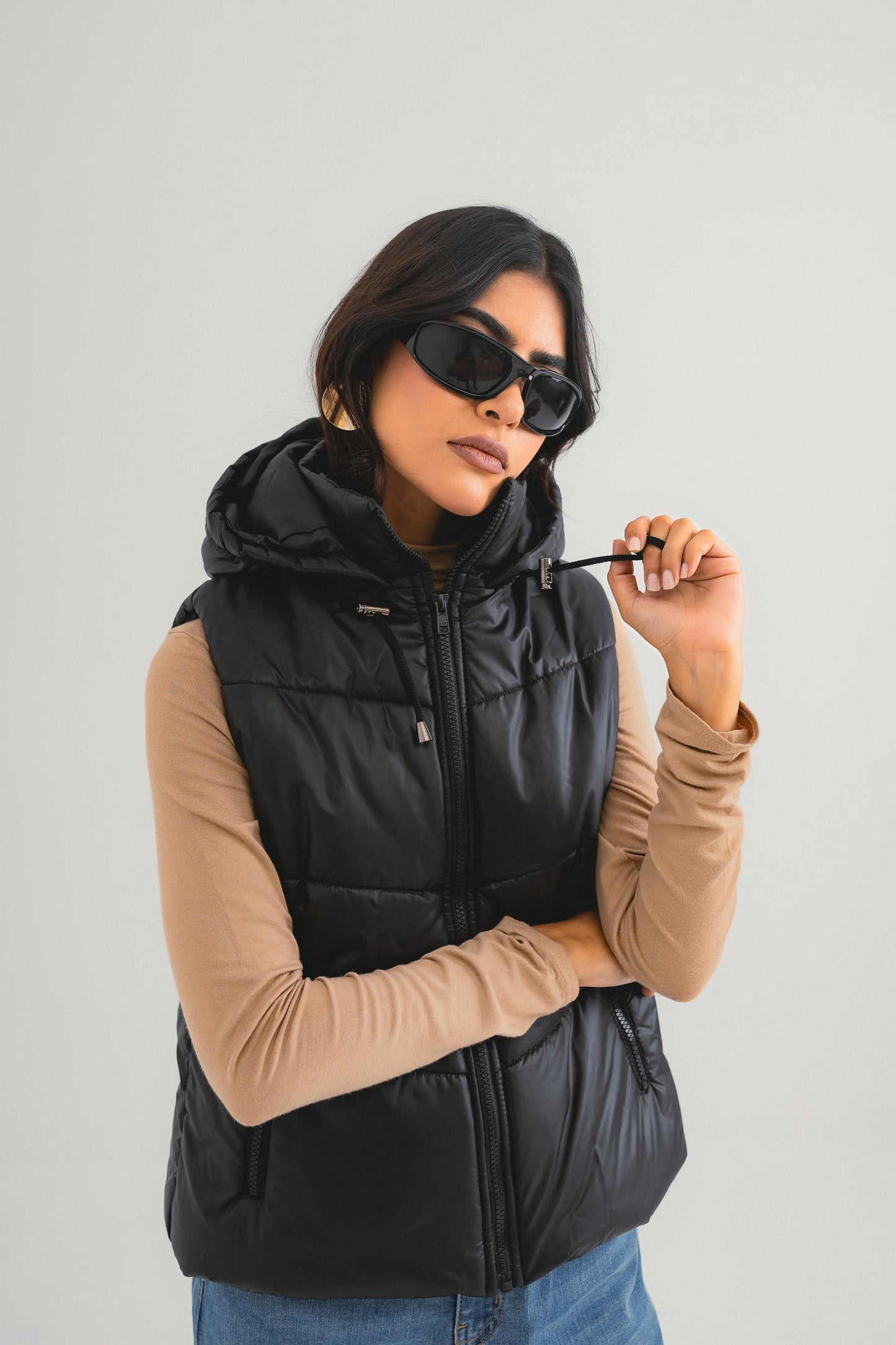 Black Sleeveless Puffer Jacket