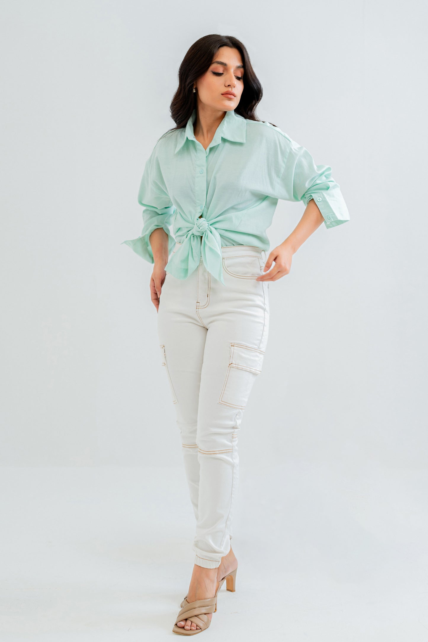 White Cargo Denim Jeans