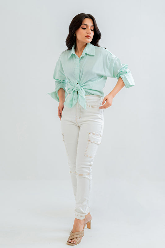 White Cargo Denim Jeans - Hustle N Holla