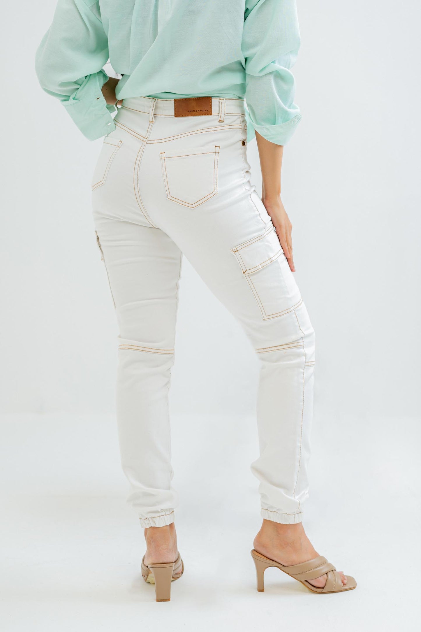 White Cargo Denim Jeans