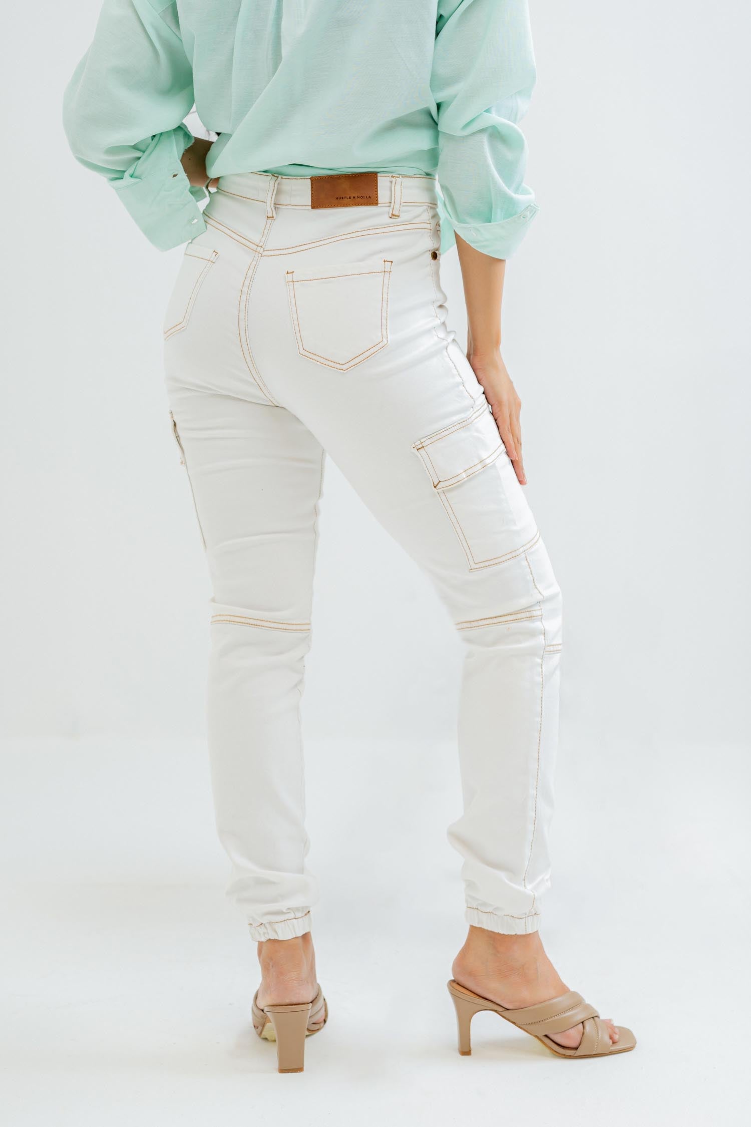 White Cargo Denim Jeans - Hustle N Holla