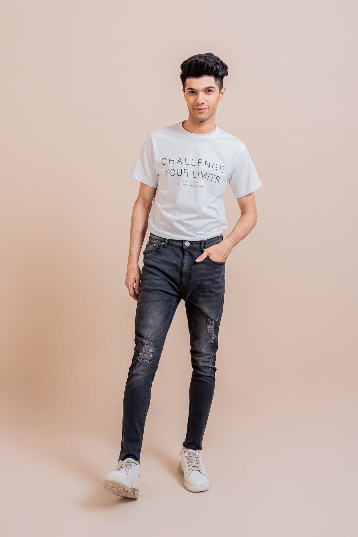 White Challenge your limit graphic T-shirt