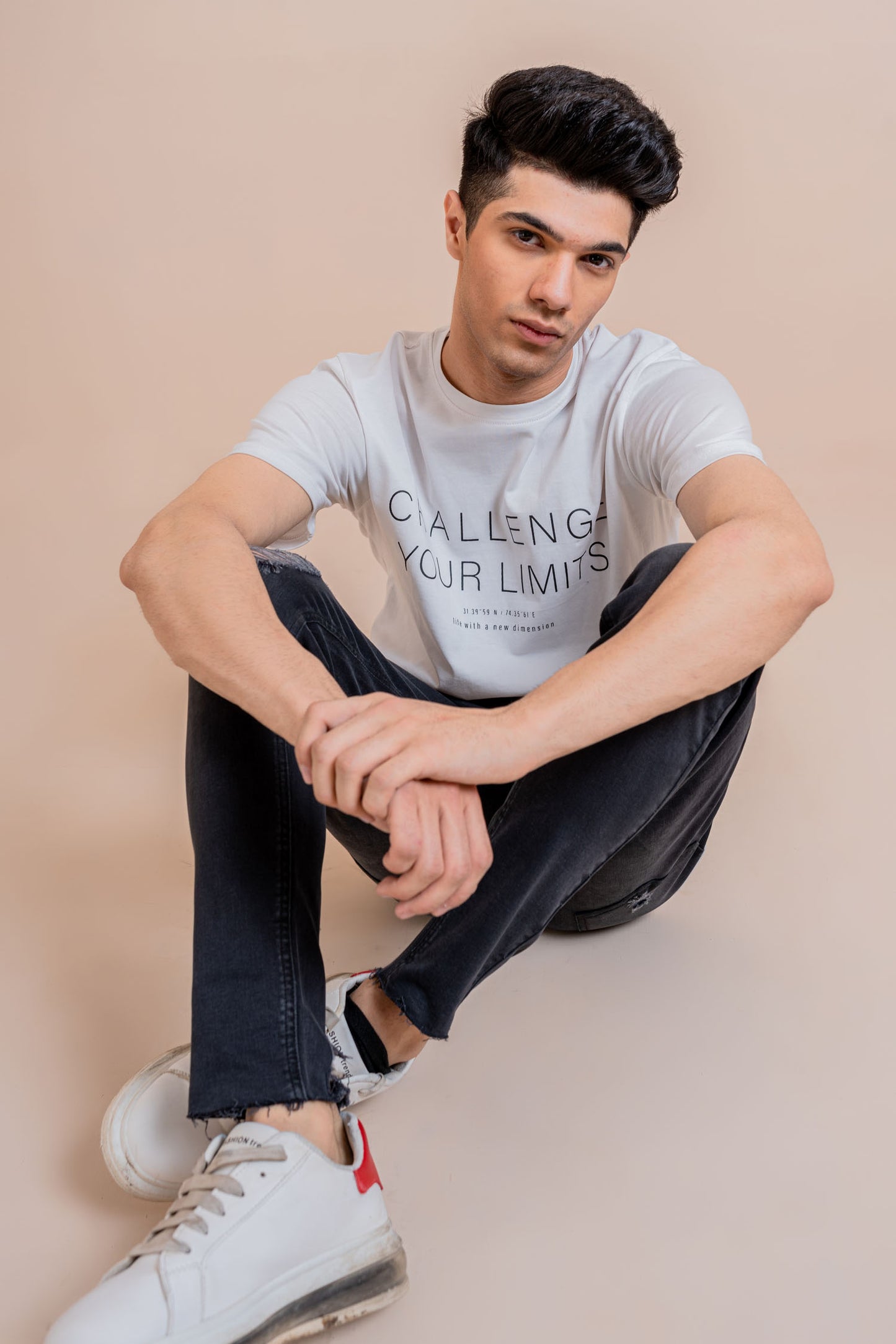 White Challenge your limit graphic T-shirt