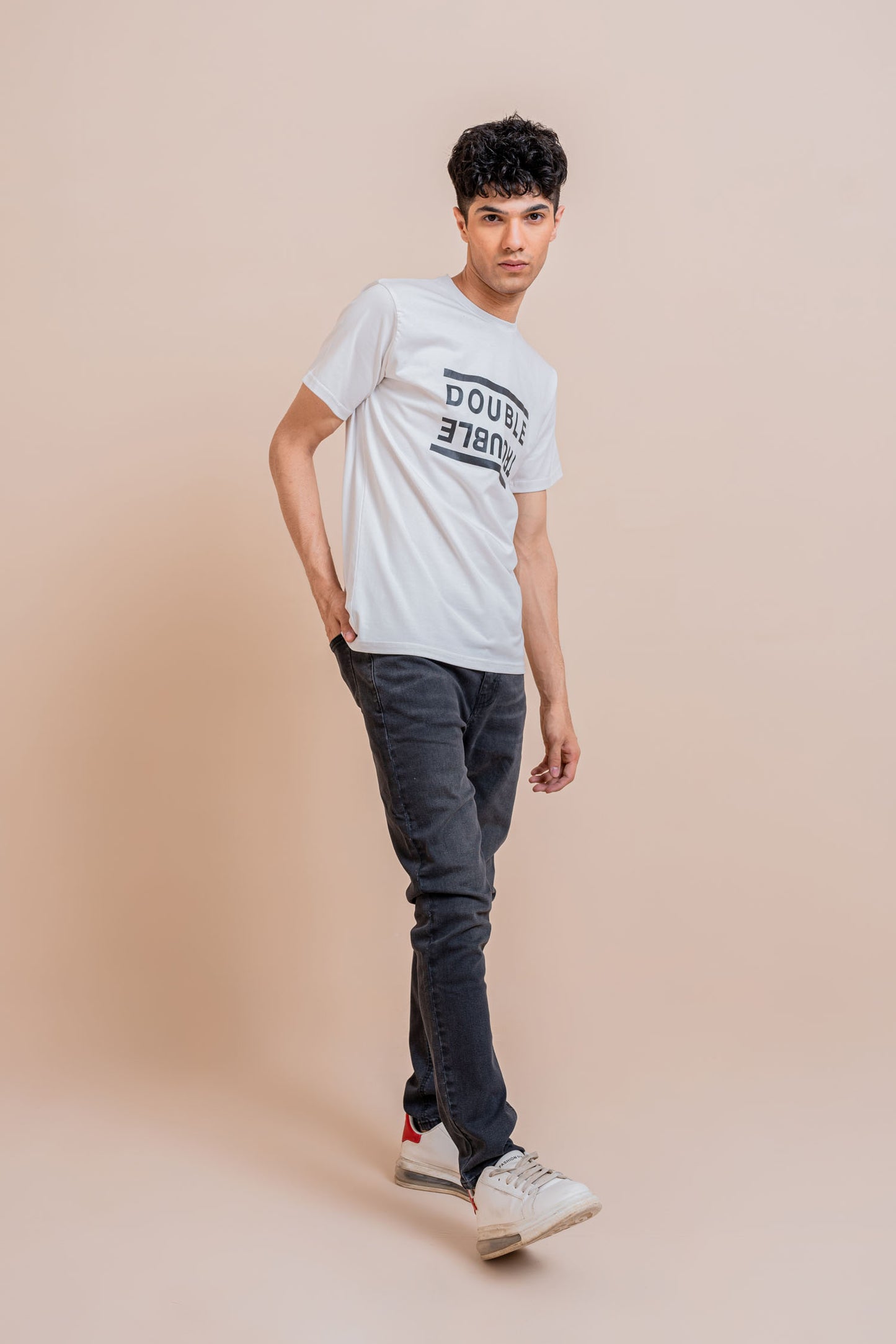 White Double-Trouble Graphic T-shirt