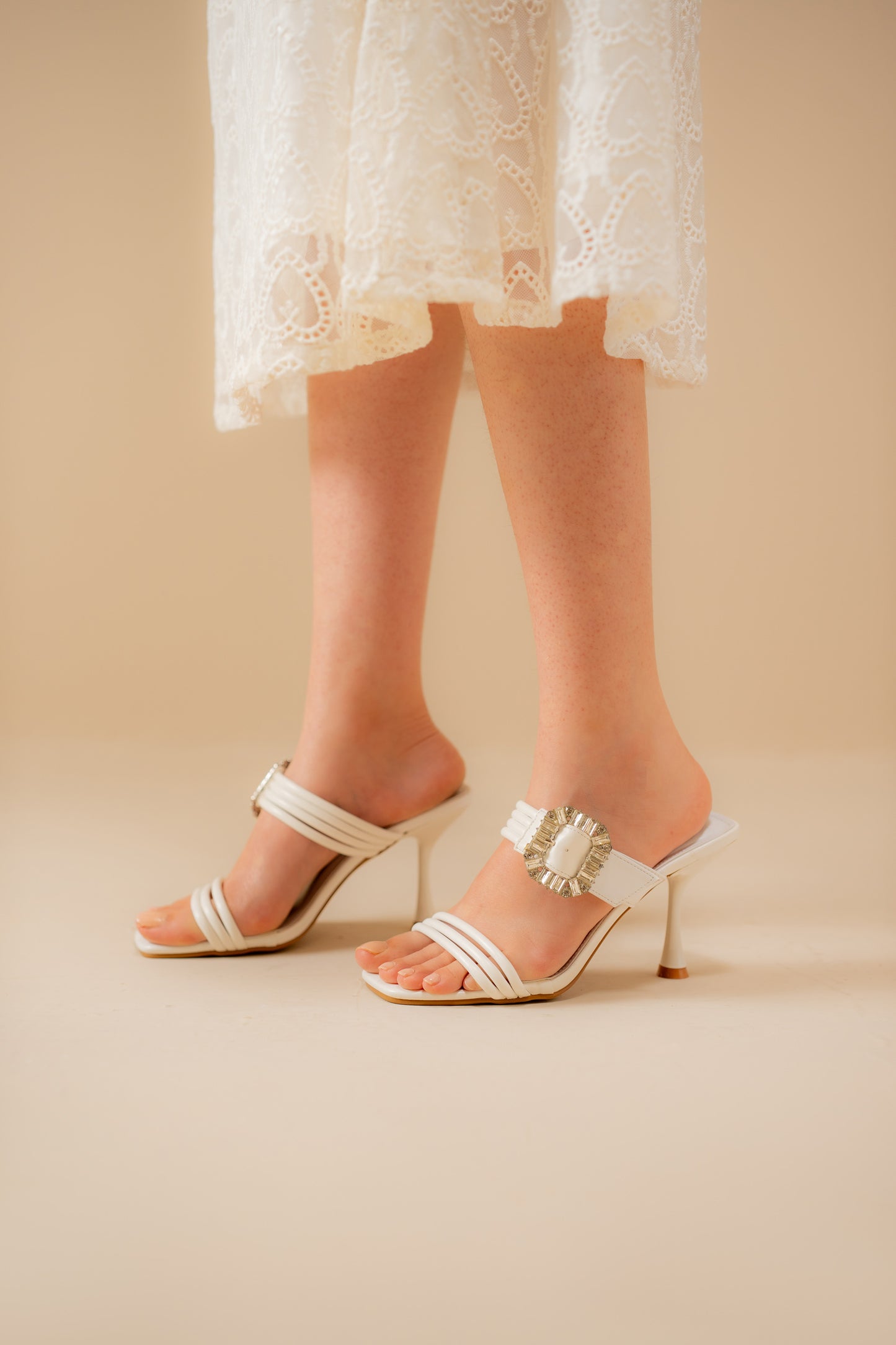 White Jewel Heel Shoes - Hustle N Holla