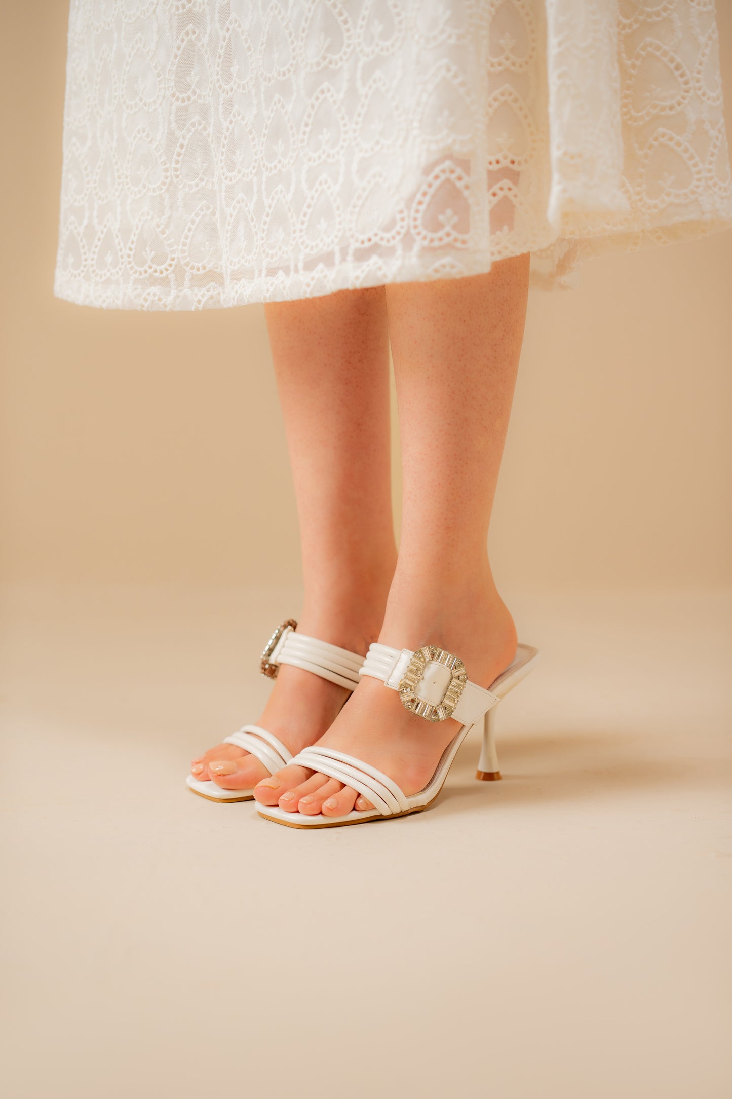 White Jewel Heel Shoes - Hustle N Holla