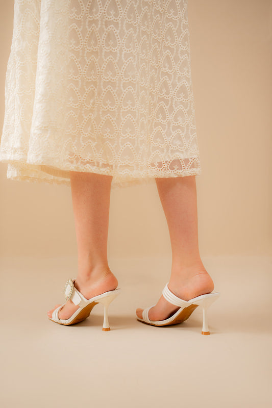White Jewel Heel Shoes - Hustle N Holla