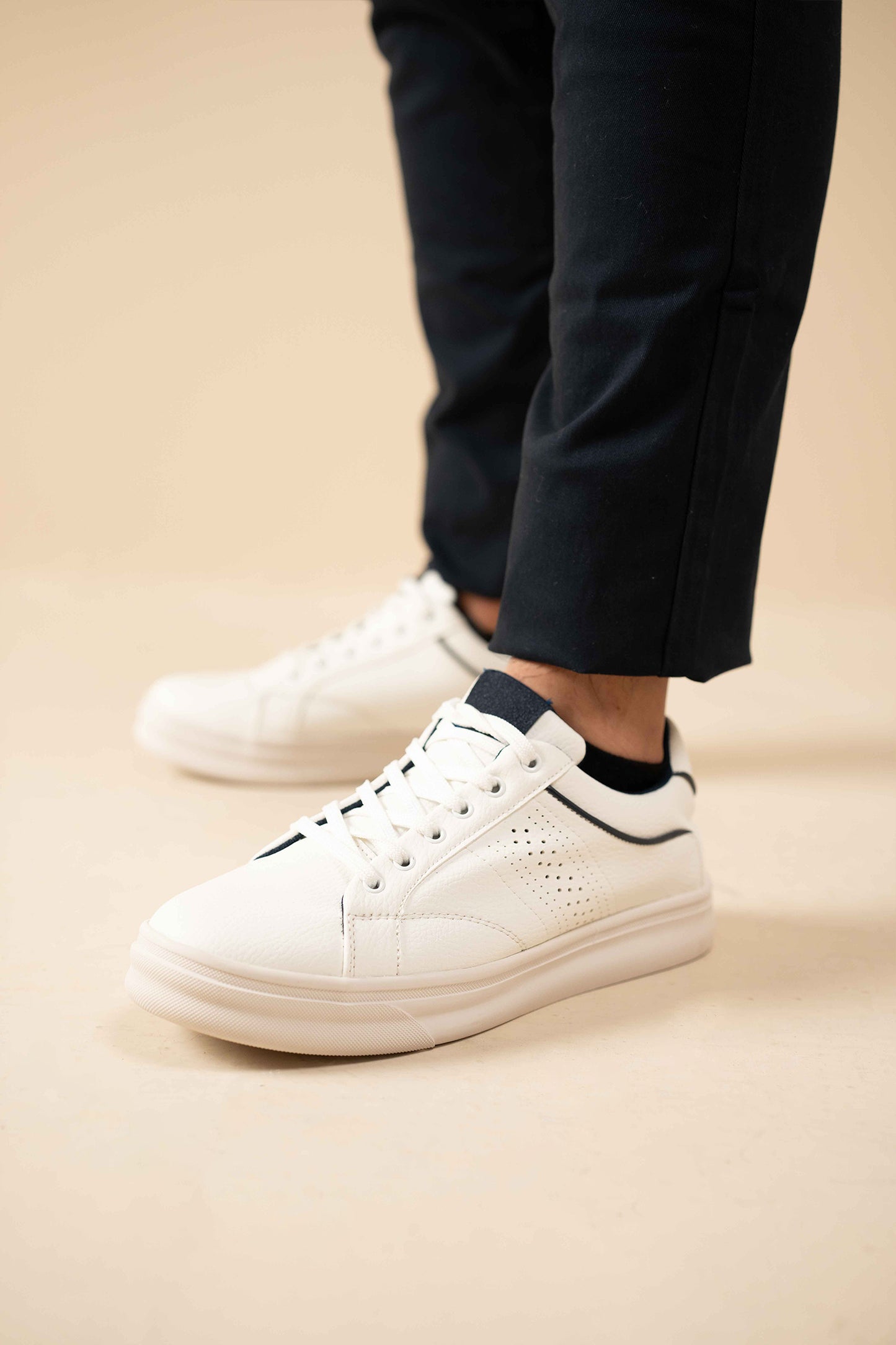 White Sneakers with Black Detail