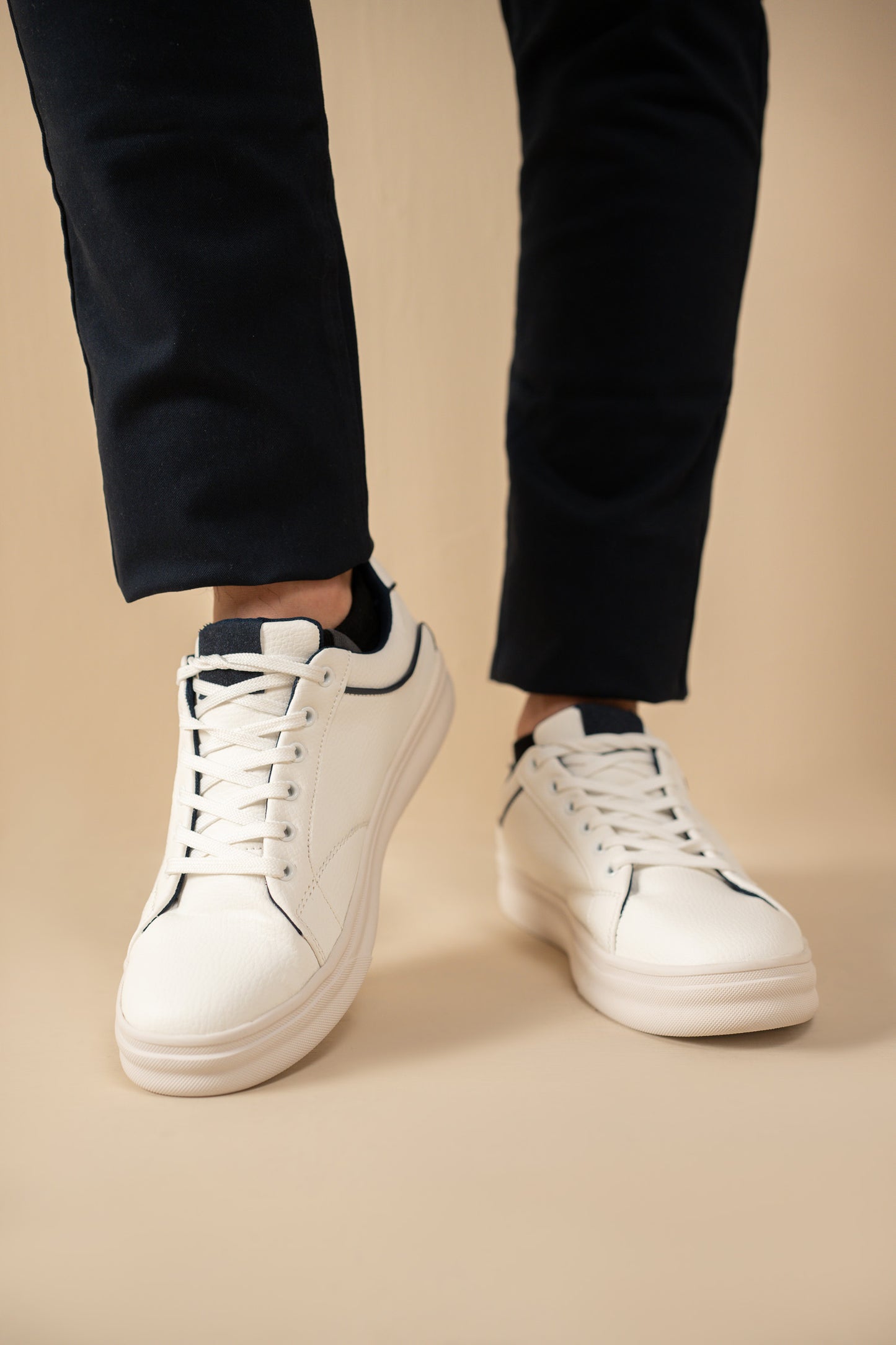 White Sneakers with Black Detail