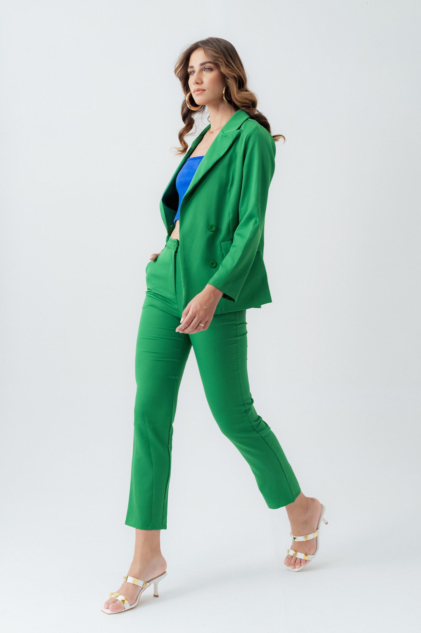 Green Slim Fit Cropped Pants - Hustle N Holla