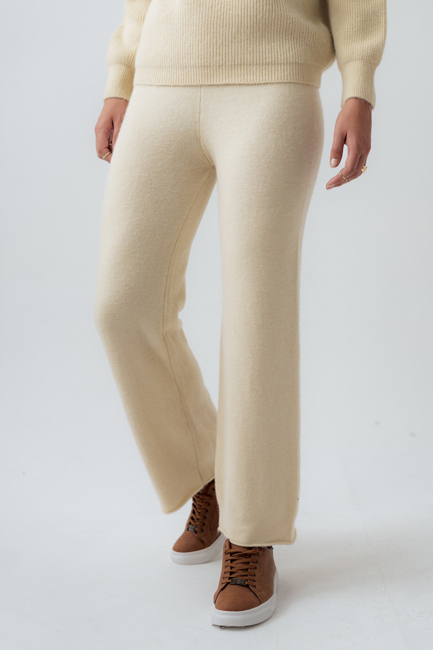 Beige Straight Fit Trousers