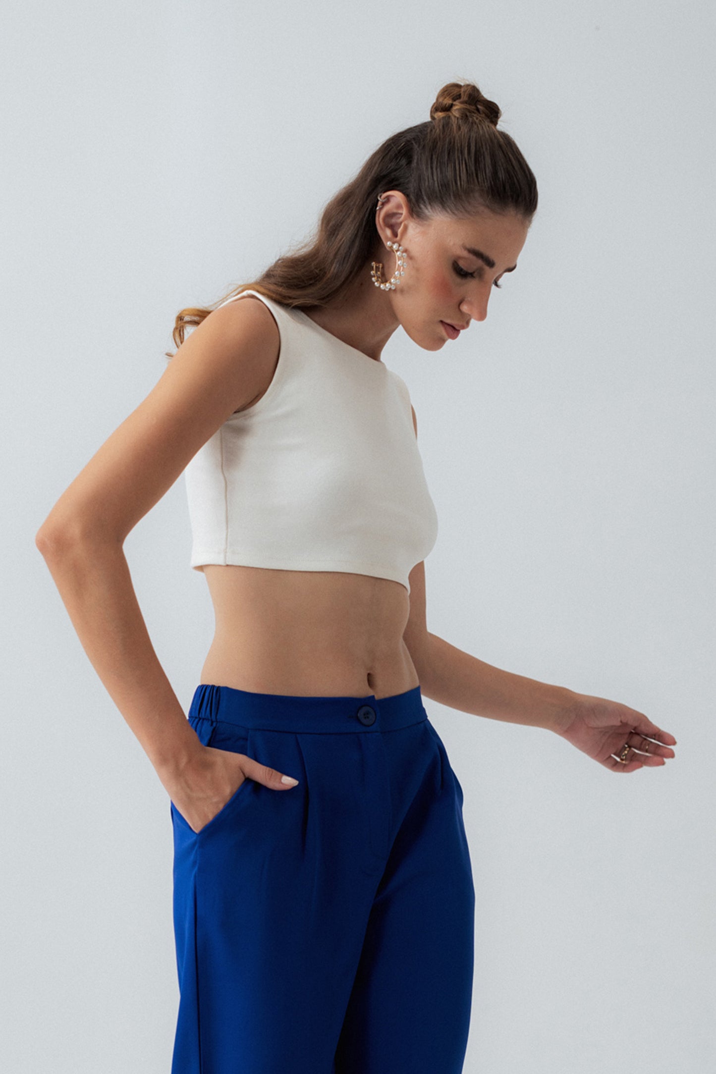 OFF White Ribbed Cropped Top - Hustle N Holla