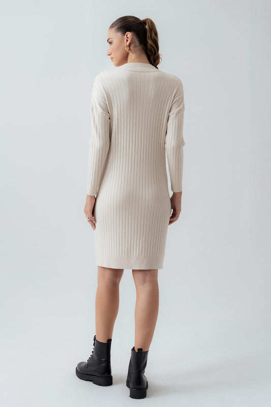 OFF White Wool Midi Dress - Hustle N Holla