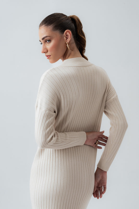 OFF White Wool Midi Dress - Hustle N Holla