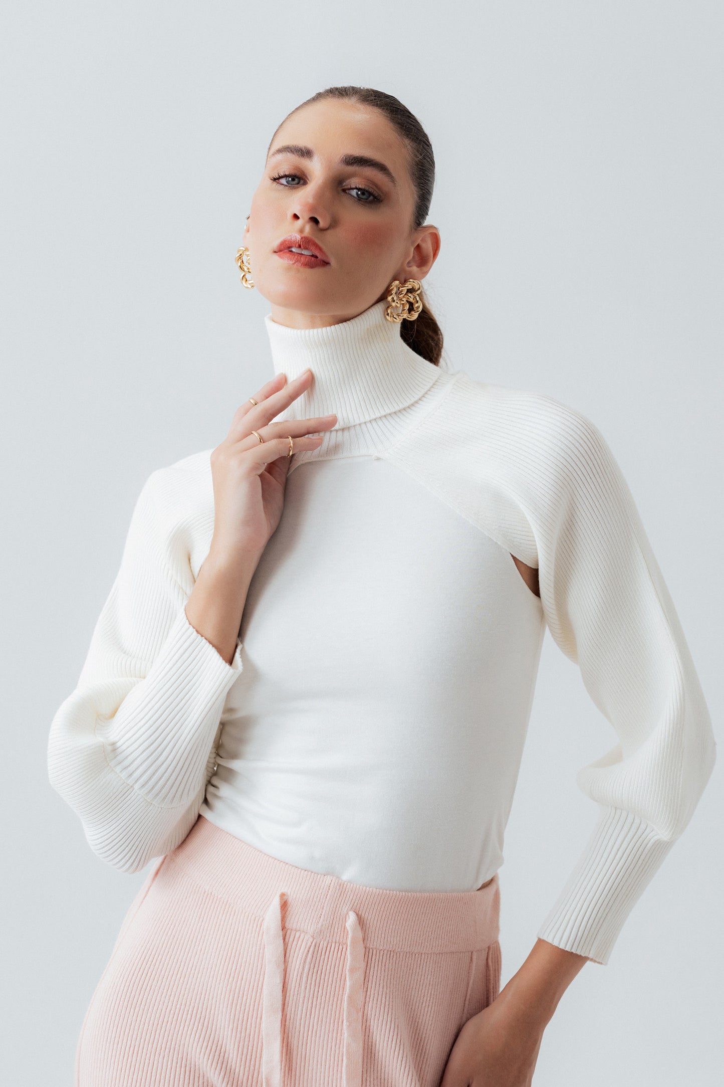OFF White Puff Sleeves Sweater - Hustle N Holla