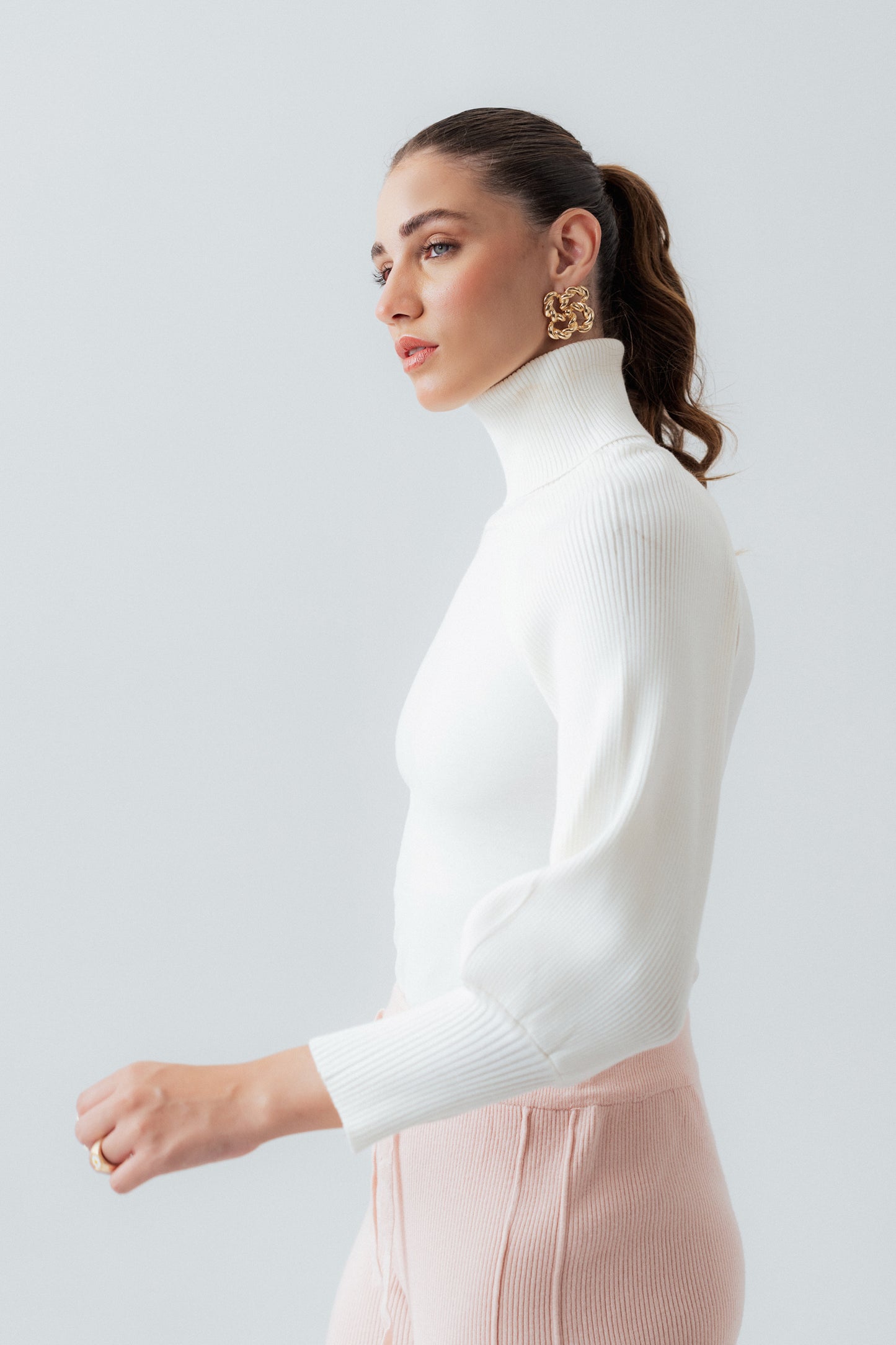 OFF White Puff Sleeves Sweater - Hustle N Holla