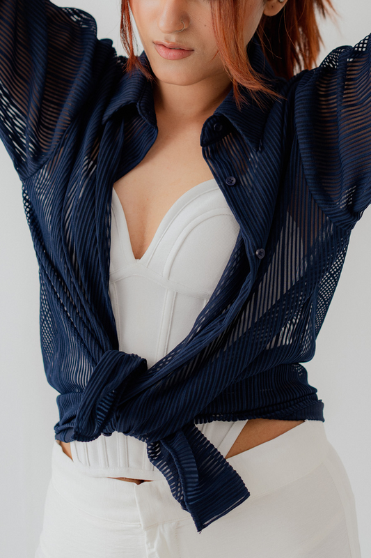 Dark Blue Relaxed Fit Button Down Shirt - Hustle N Holla