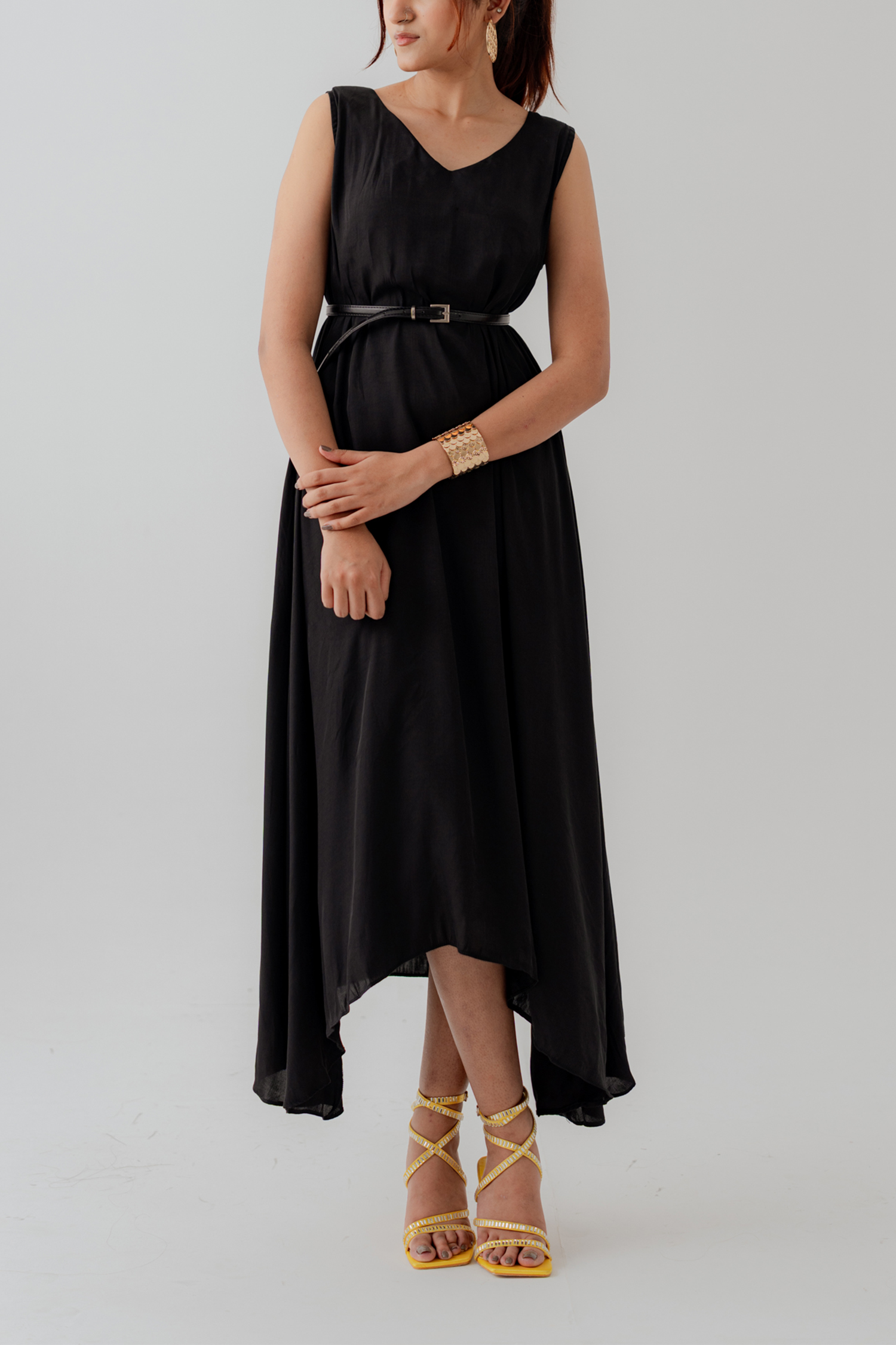 Black Silk Sleeveless Midi Dress - Hustle N Holla