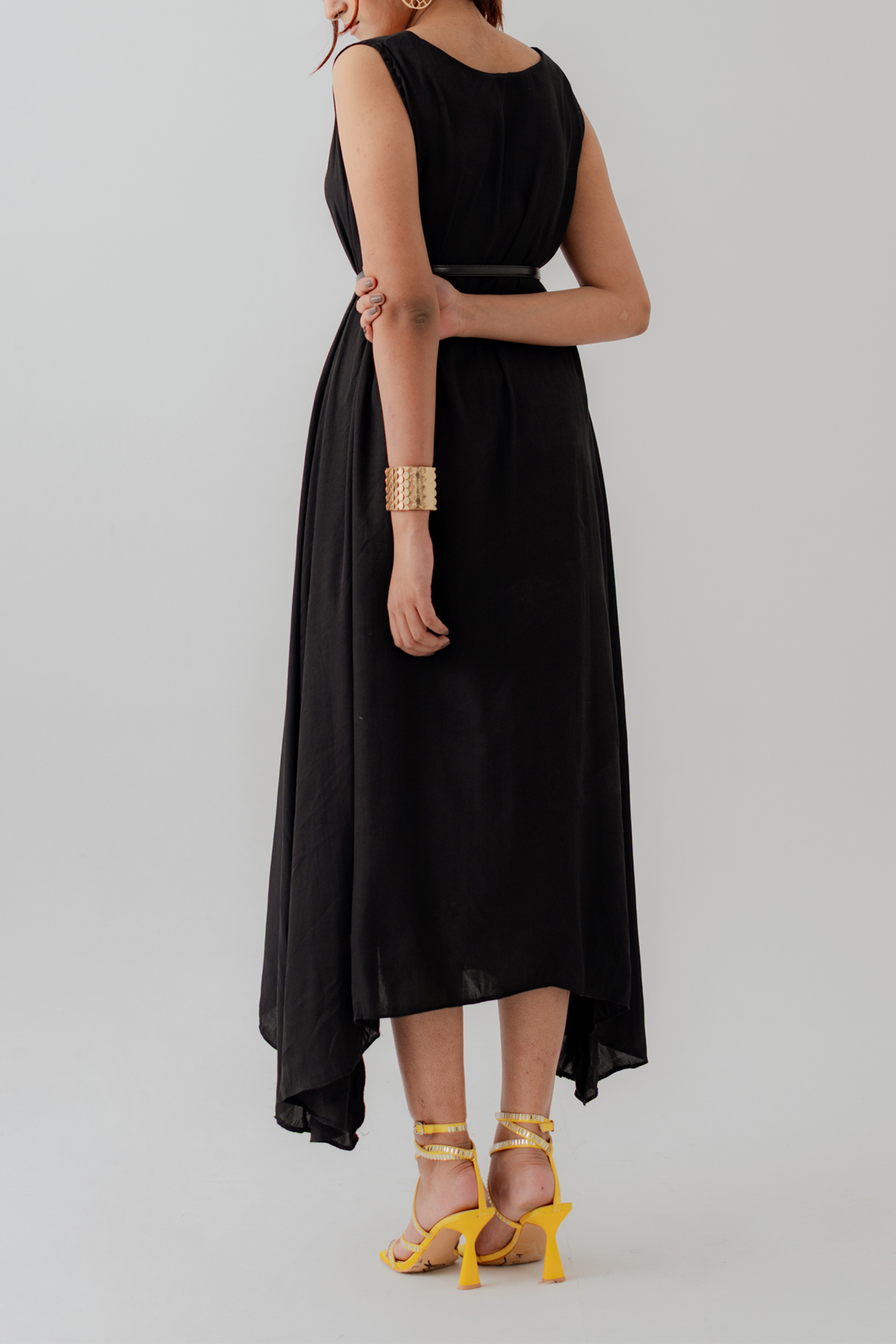 Black Silk Sleeveless Midi Dress - Hustle N Holla