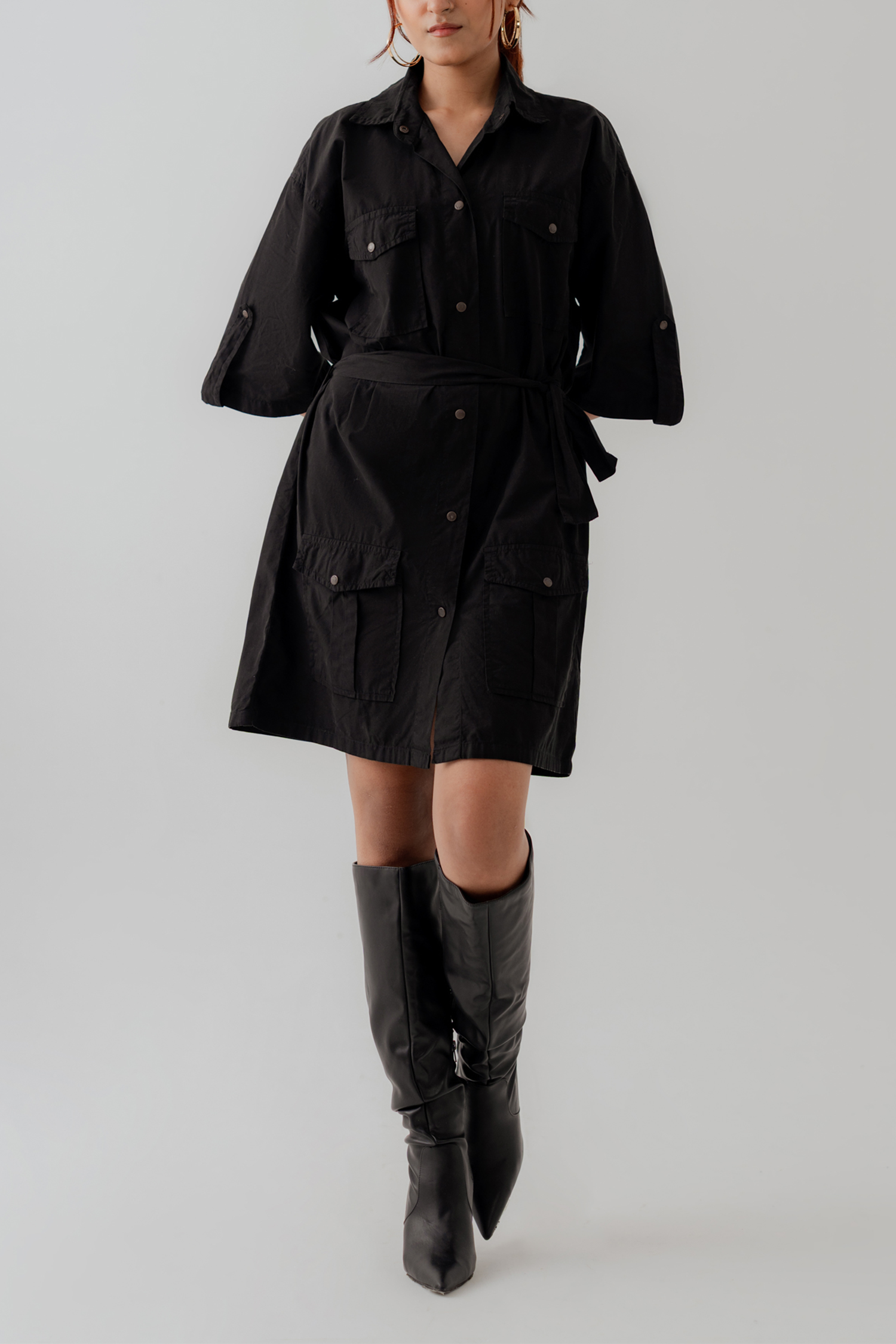 Black Canvas Midi Dress