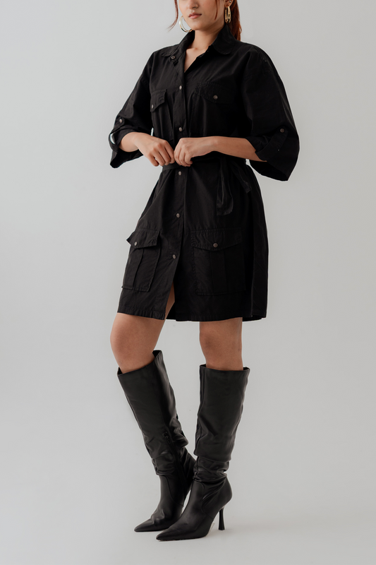 Black Canvas Midi Dress - Hustle N Holla