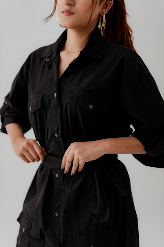 Black Canvas Midi Dress - Hustle N Holla