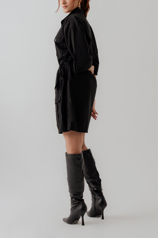 Black Canvas Midi Dress - Hustle N Holla