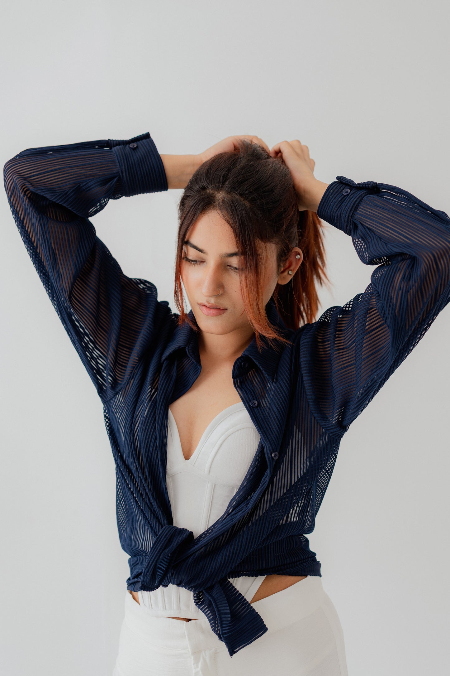 Dark Blue Relaxed fit Button Down Shirt - Hustle N Holla