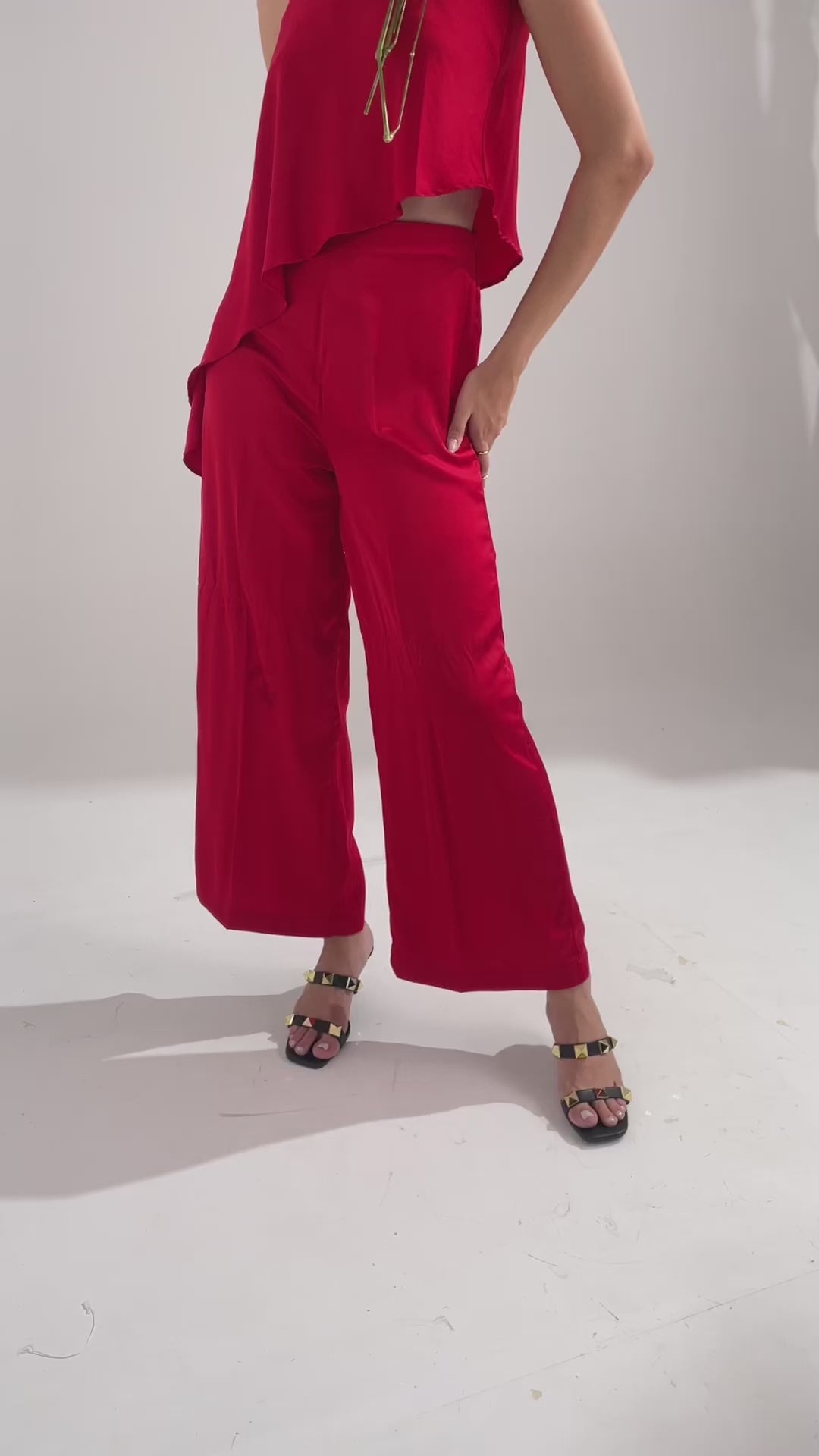 Red Wide Leg Trousers - Hustle N Holla