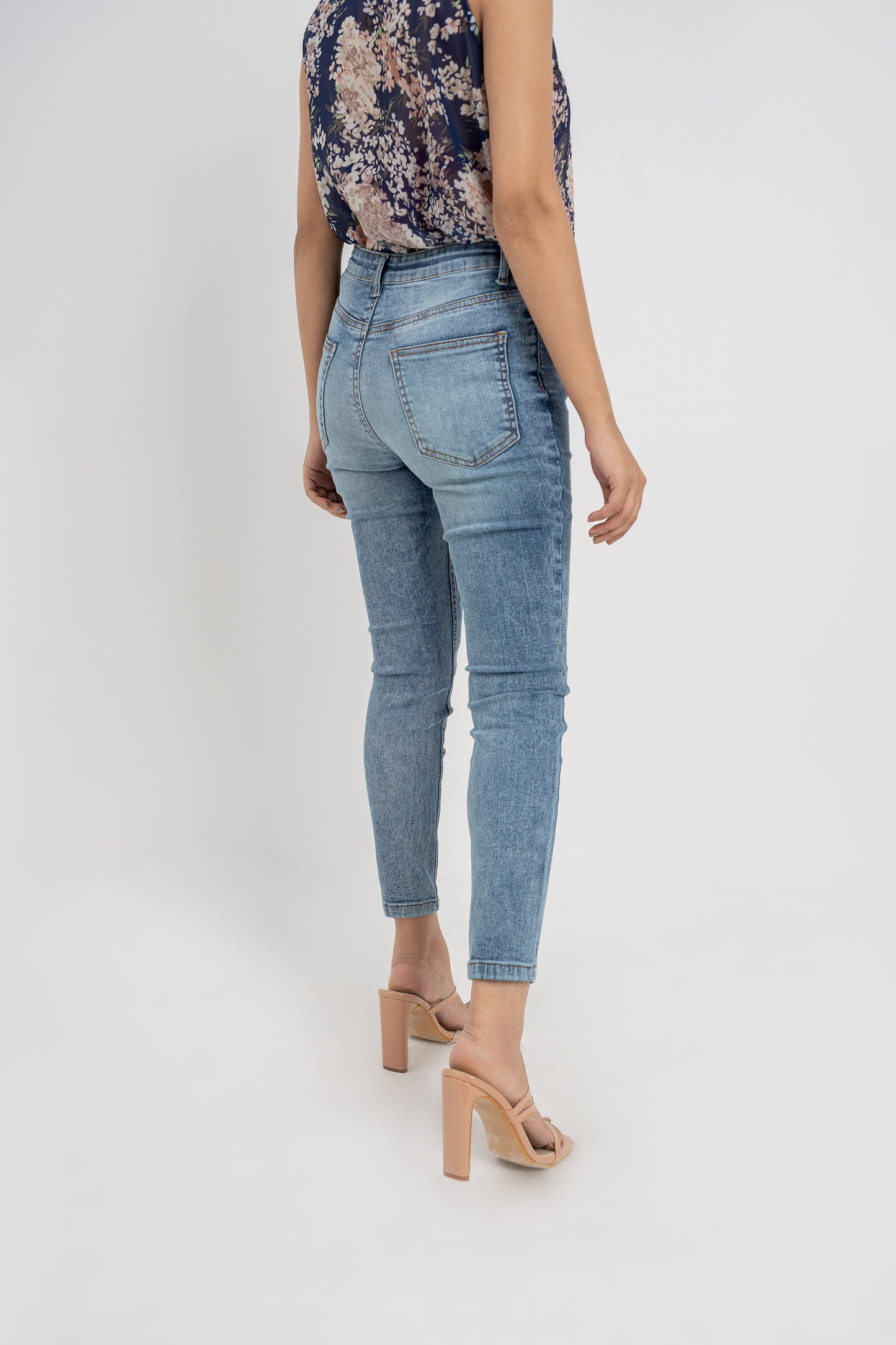 HNH Faded Blue Skinny Fit Minor Fault Jeans - Hustle N Holla