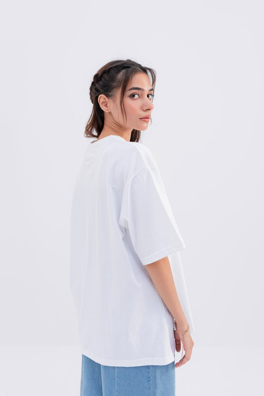 White Graphic Minor Fault Oversized T-shirt - Hustle N Holla